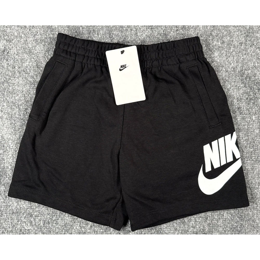 Nike Kids XS Size 4 Sportswear Futura Shorts Black White Logo NWT